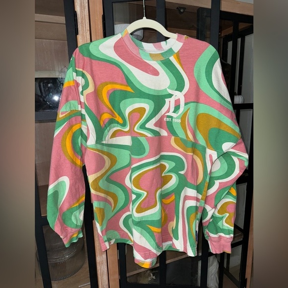 Disneyland Resort Spirit Jersey swirl collection long sleeve colorful pullover - Picture 8 of 9
